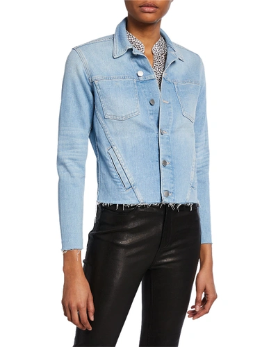 L Agence Janelle Raw Cut Slim Denim Jacket In Authentique
