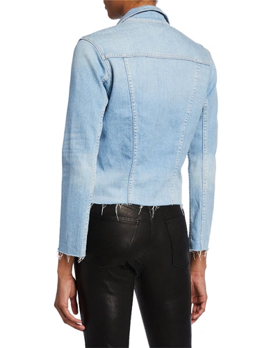 L Agence Janelle Raw Cut Slim Denim Jacket In Authentique