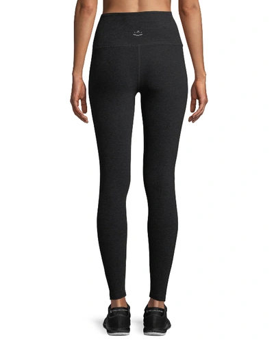 Shop Beyond Yoga Caught In The Midi High-waist Space-dye Leggings In Darkest Night