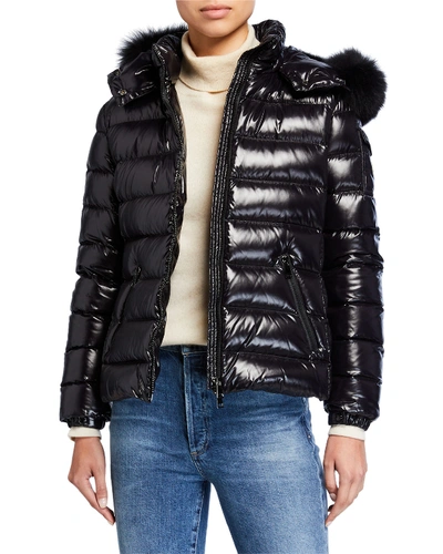 Shop Moncler Badyfur Puffer Jacket W/ Fur-trim Hood In Black