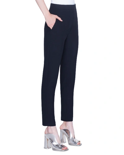 Shop Akris Punto Freya Pebbled Crepe High-rise Pants In Black