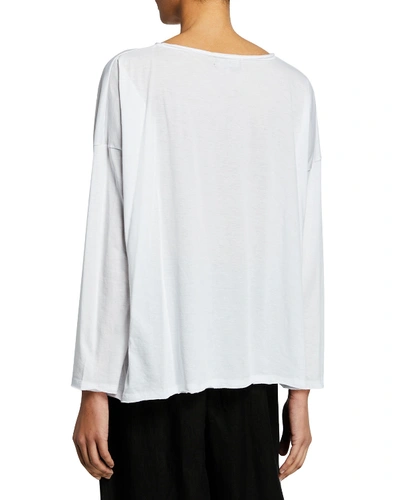 Shop Eskandar Ultra-light Cotton Long-sleeve T-shirt (one Size) In White