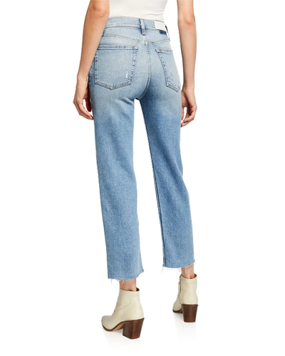 Shop Re/done High-rise Stovepipe Jeans With Raw-edge Hem In Light Stone