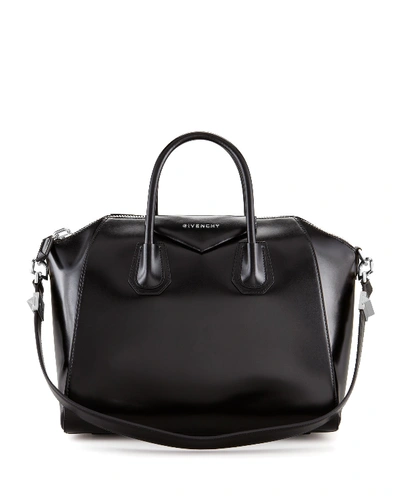 Shop Givenchy Antigona Medium Box Calf Leather Satchel Bag In Black