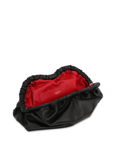 Shop Mansur Gavriel Soft Ruffled Clutch Bag In Black/red