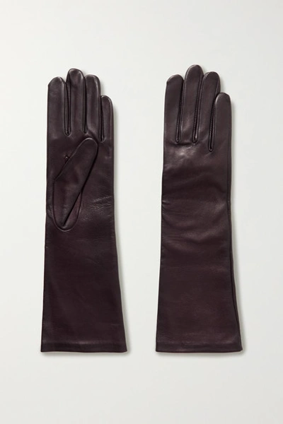 Shop Agnelle Celia Leather Gloves In Merlot