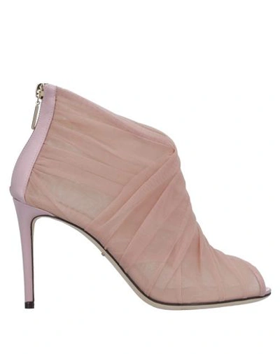 Shop Dolce & Gabbana Woman Ankle Boots Pastel Pink Size 6 Polyamide, Elastane, Viscose, Silk