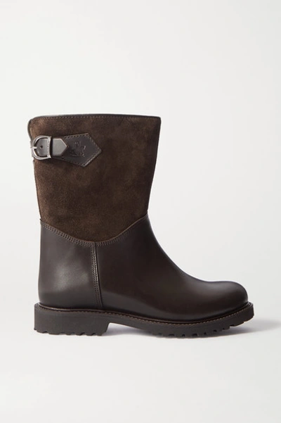 Shop Ludwig Reiter Sennerin Shearling-lined Leather And Suede Ankle Boots In Brown