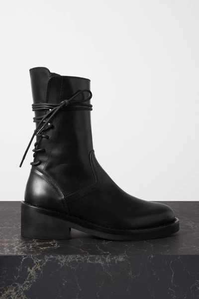 Shop Ann Demeulemeester Lace-up Leather Ankle Boots In Black