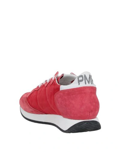 Shop Philippe Model Woman Sneakers Red Size 5 Soft Leather, Textile Fibers