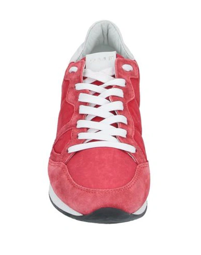 Shop Philippe Model Woman Sneakers Red Size 5 Soft Leather, Textile Fibers