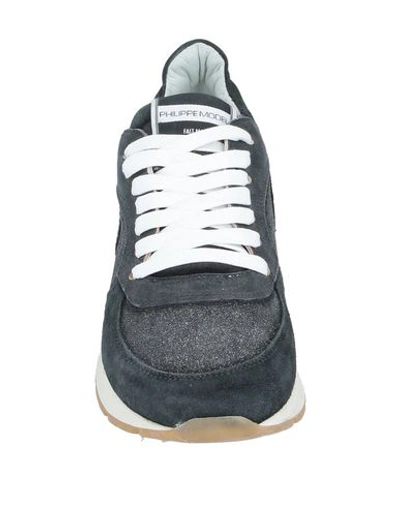 Shop Philippe Model Woman Sneakers Steel Grey Size 7 Soft Leather, Textile Fibers