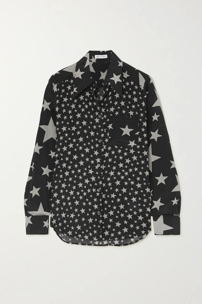 Shop Bella Freud Little Prince Printed Silk Crepe De Chine Shirt In Black