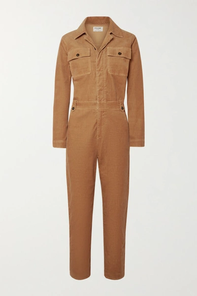 Shop Frame Caitlin Cotton-blend Corduroy Jumpsuit In Light Brown