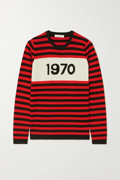 Shop Bella Freud 1970 Striped Merino Wool Sweater In Red