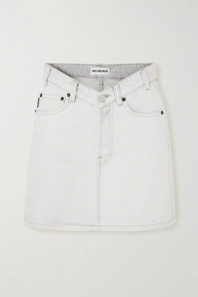 Shop Balenciaga Denim Mini Skirt In Gray