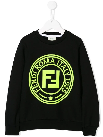 Shop Fendi Printed Logo Sweatshirt In Black