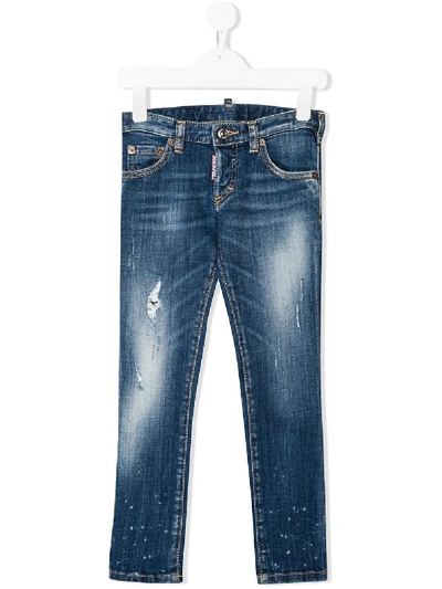 Shop Dsquared2 Distressed Skinny Jeans In Blue