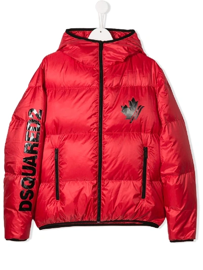 Shop Dsquared2 Teen Padded Jacket In Red