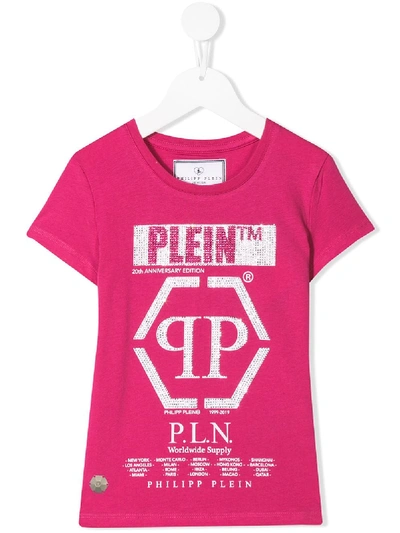 Shop Philipp Plein Junior Crystal Embellished T-shirt In Pink