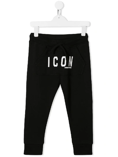 Shop Dsquared2 Icon Print Track Pants In Black