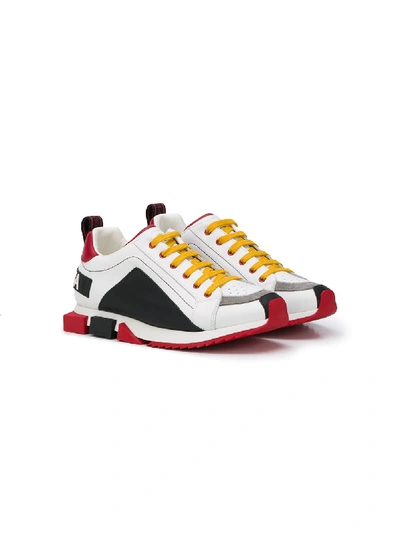 Shop Dolce & Gabbana Teen Colour Blocked Sneakers In White