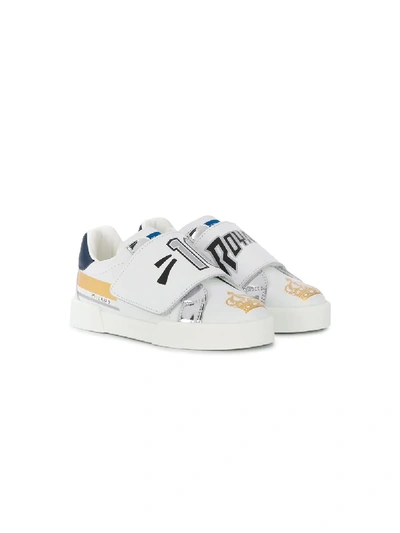 Shop Dolce & Gabbana Patch-work Sneakers In White