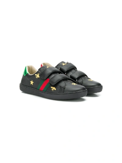 Shop Gucci Bees Embroidery Sneakers In Black