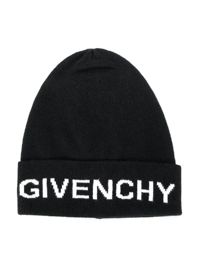 Shop Givenchy Branded Beanie In Black