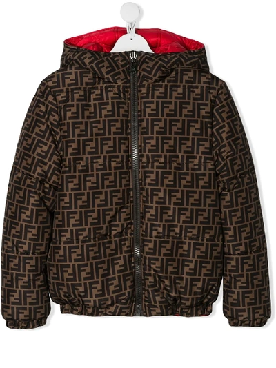 Shop Fendi All-over Logo Jacket In Neutrals