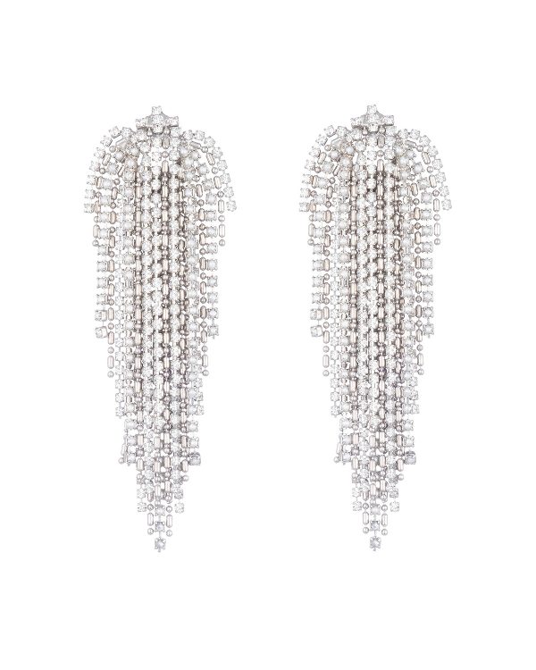 Dannijo Julia Crystal Fringe Earrings In Silver | ModeSens