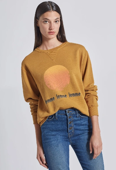 Shop Current Elliott The Isabella Sweatshirt In Honey Ground With Femme Graphic