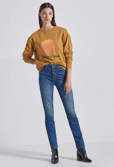 Shop Current Elliott The Isabella Sweatshirt In Honey Ground With Femme Graphic