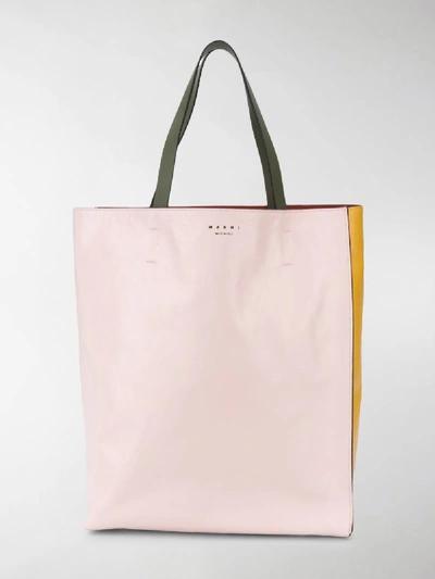 Shop Marni Museo Soft Colour-block Tote In Pink