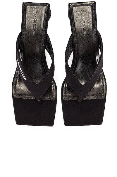 Shop Balenciaga Logo Double Square Sandals In Black In Black & White