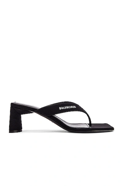 Shop Balenciaga Logo Double Square Sandals In Black In Black & White