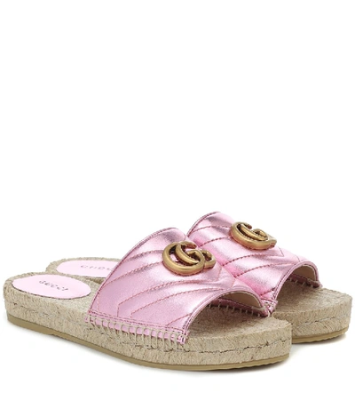 Shop Gucci Pilar Leather Slides In Pink