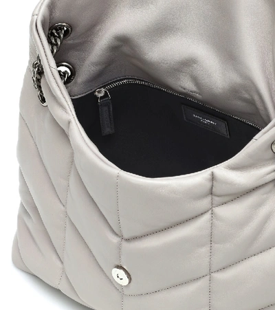 Shop Saint Laurent Loulou Puffer Medium Shoulder Bag In Grey