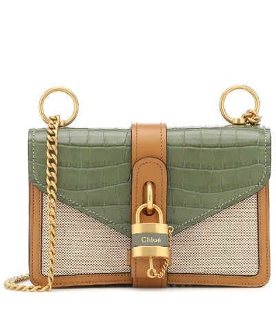 Shop Chloé Aby Chain Leather Shoulder Bag In Green