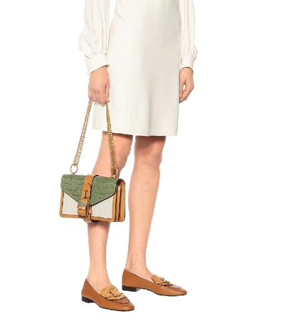 Shop Chloé Aby Chain Leather Shoulder Bag In Green