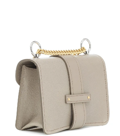 Shop Chloé Aby Chain Mini Leather Shoulder Bag In Grey