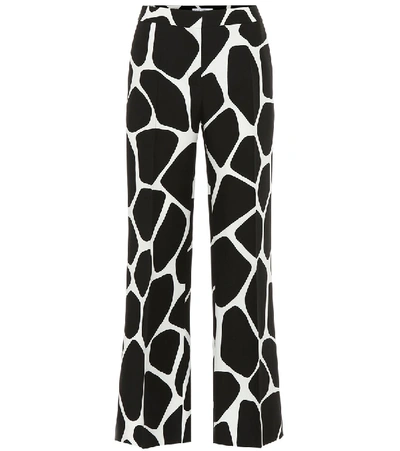 Shop Valentino Printed Wool And Silk Pants In Black