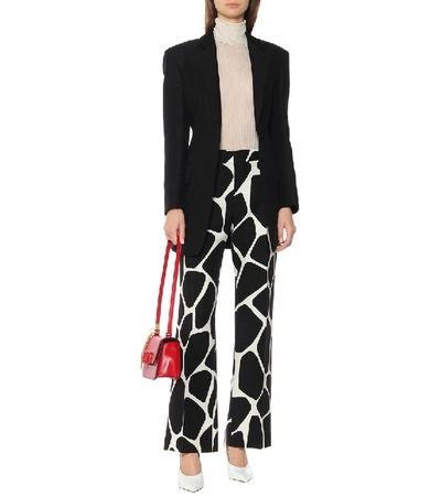 Shop Valentino Printed Wool And Silk Pants In Black