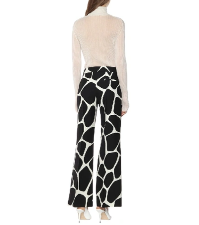 Shop Valentino Printed Wool And Silk Pants In Black