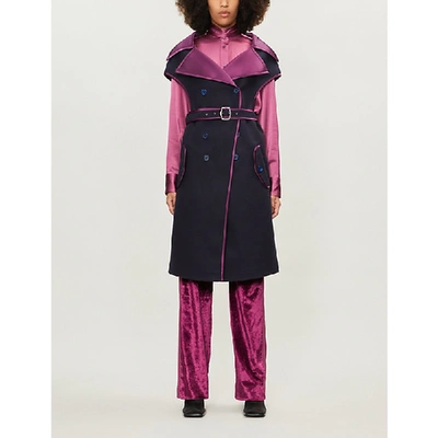 Shop Sies Marjan Sleeveless Double-breasted Wool-blend Coat In Navy Raspberry