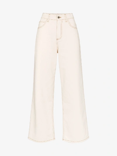 Shop Marni High-rise Wide Leg Jeans In Neutrals