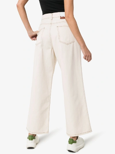 Shop Marni High-rise Wide Leg Jeans In Neutrals