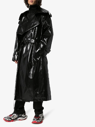 Shop Balenciaga Incognito Trench Coat In Black