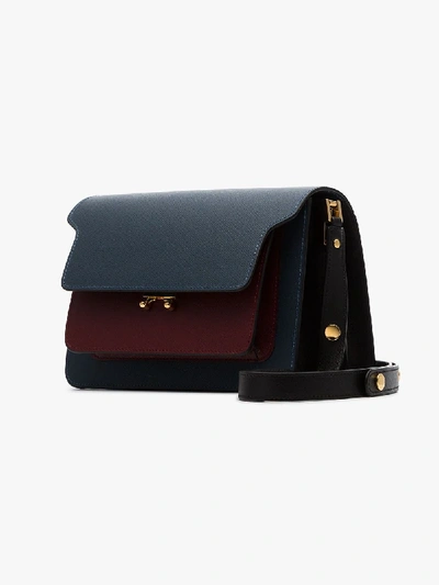 Shop Marni Blue And Burgundy Trunk Shoulder Bag