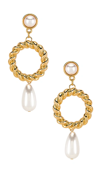 Shop Ettika Drop Pearl Earrings In Gold